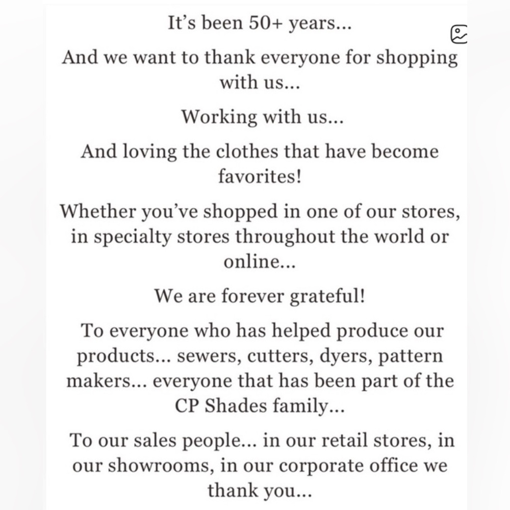 CP Shades Closing End Of 2025
